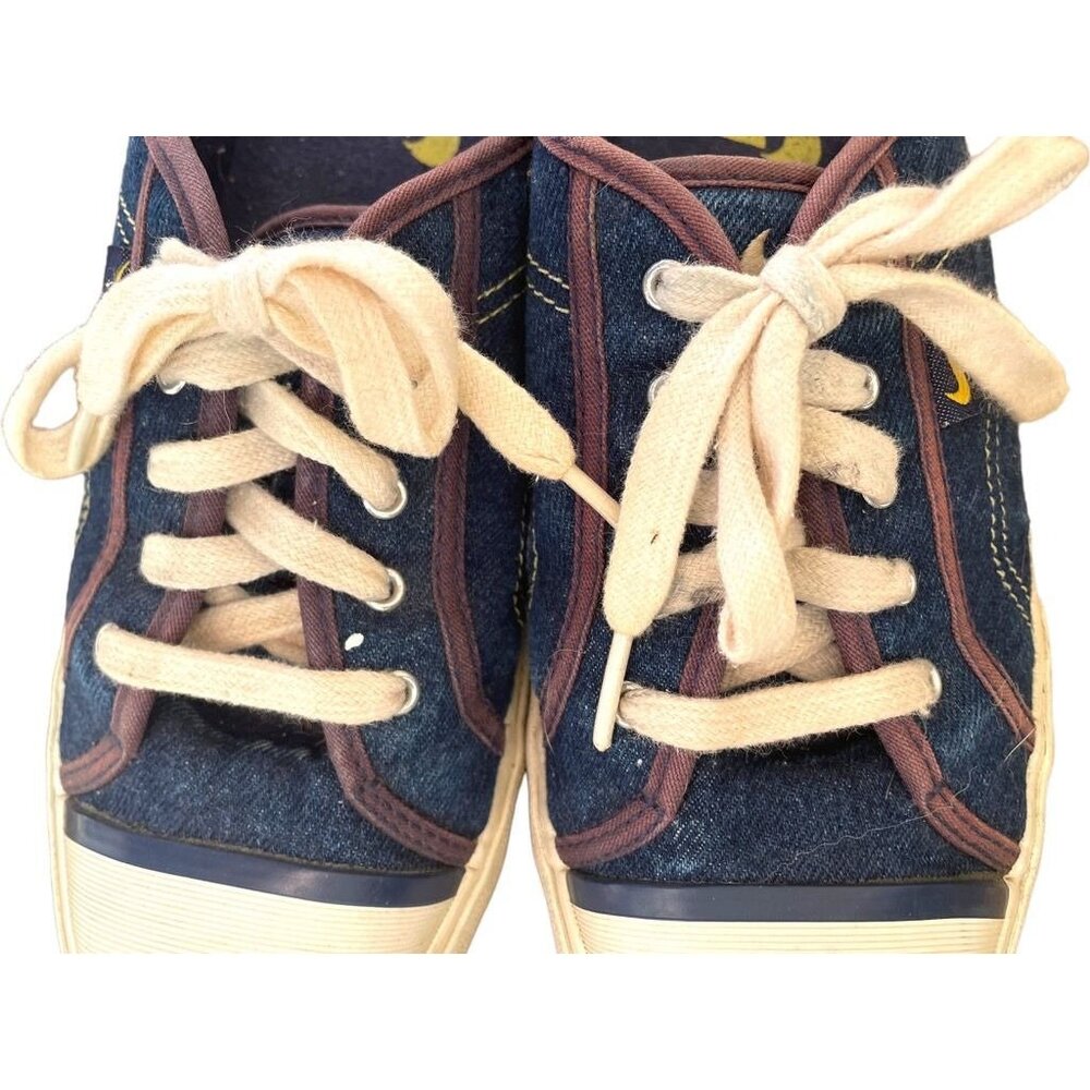 Vintage Nike Denim Sneakers With Cream Laces & Brown Trim - Casual Retro Style 9
